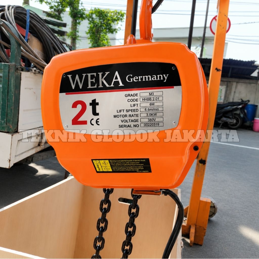 WEKA Electric Chain Hoist 2 Ton 15 Meter 380V Katrol Elektrik Heavy Duty