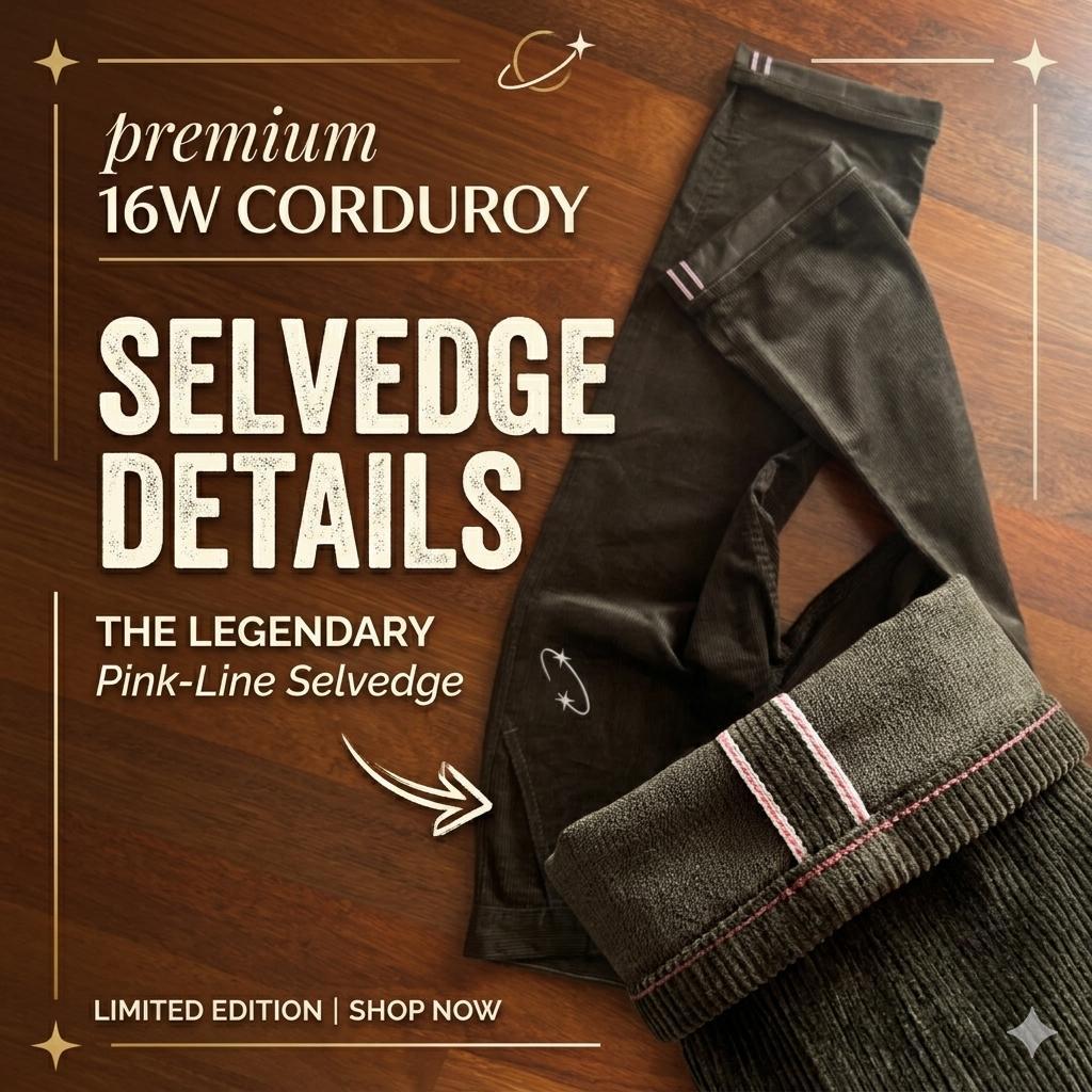 TOO celana Corduroy Selvedge Edition Baggy loose fit non streach