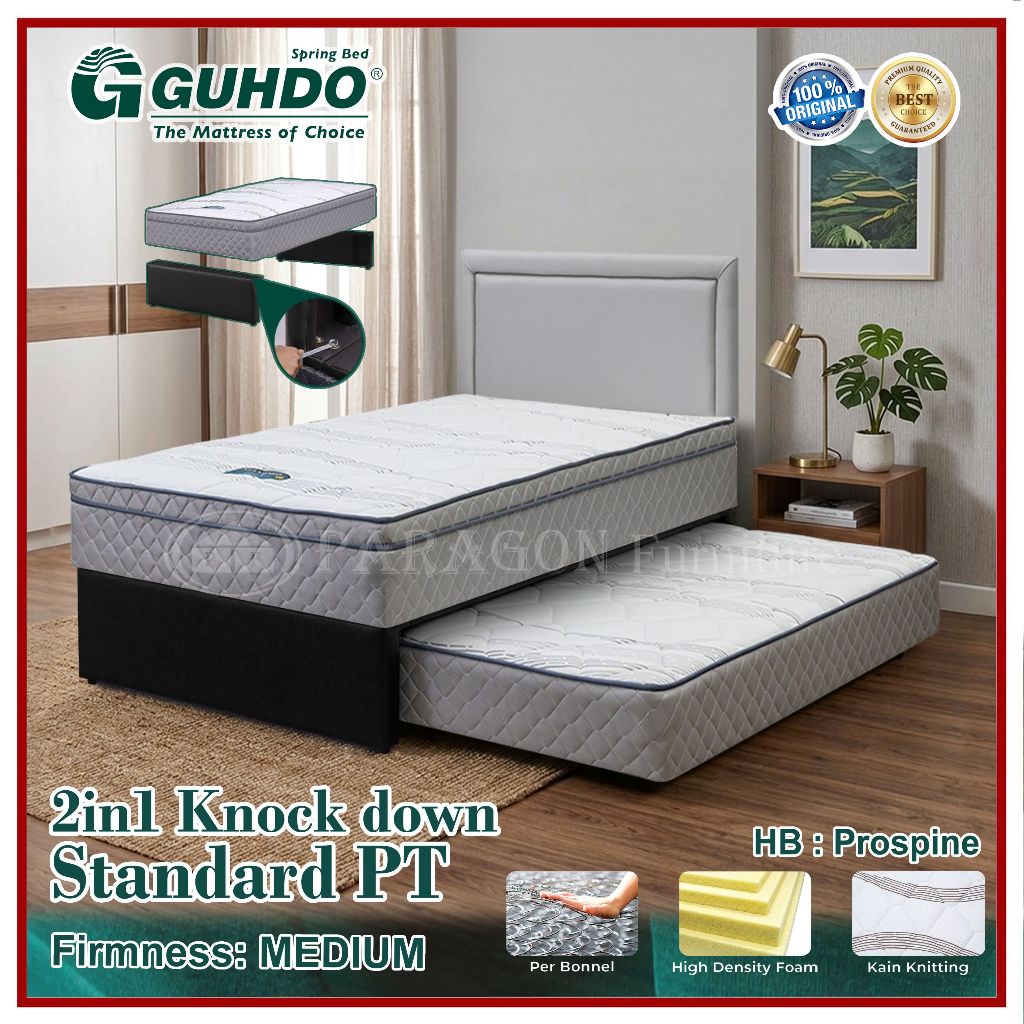 Guhdo Spring bed 2in1 Standard Plush Top Spinal Spring KD (Knock down), HB Prospine, Atlantic 090 10