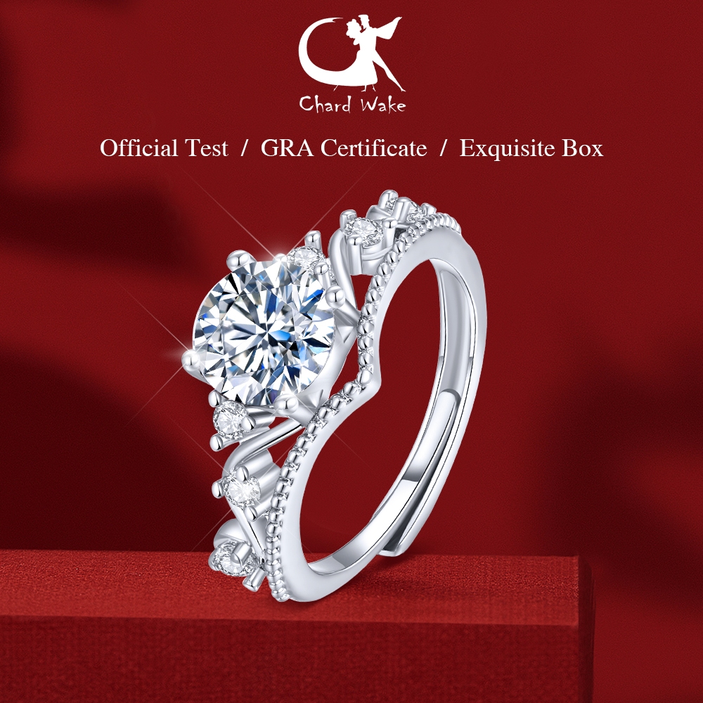 Chard Wake Cincin Wanita Original Elegan Berlian 2 Karat Sertifikat GRA Sertifikat Cincin Cewek Ring