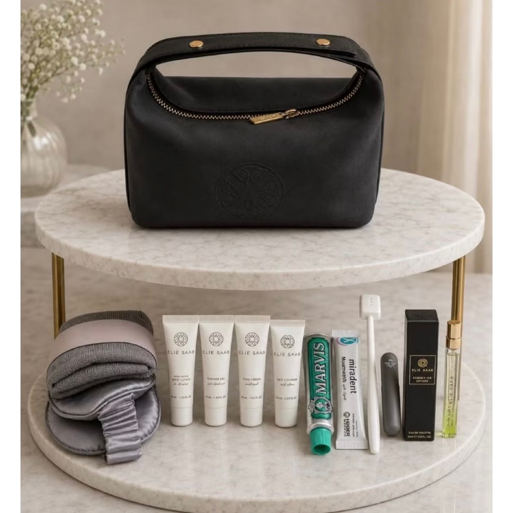 Elie Saab x Saudia Airlines Amenity Kit - Set Travel Pouch Mewah Original & Eksklusif