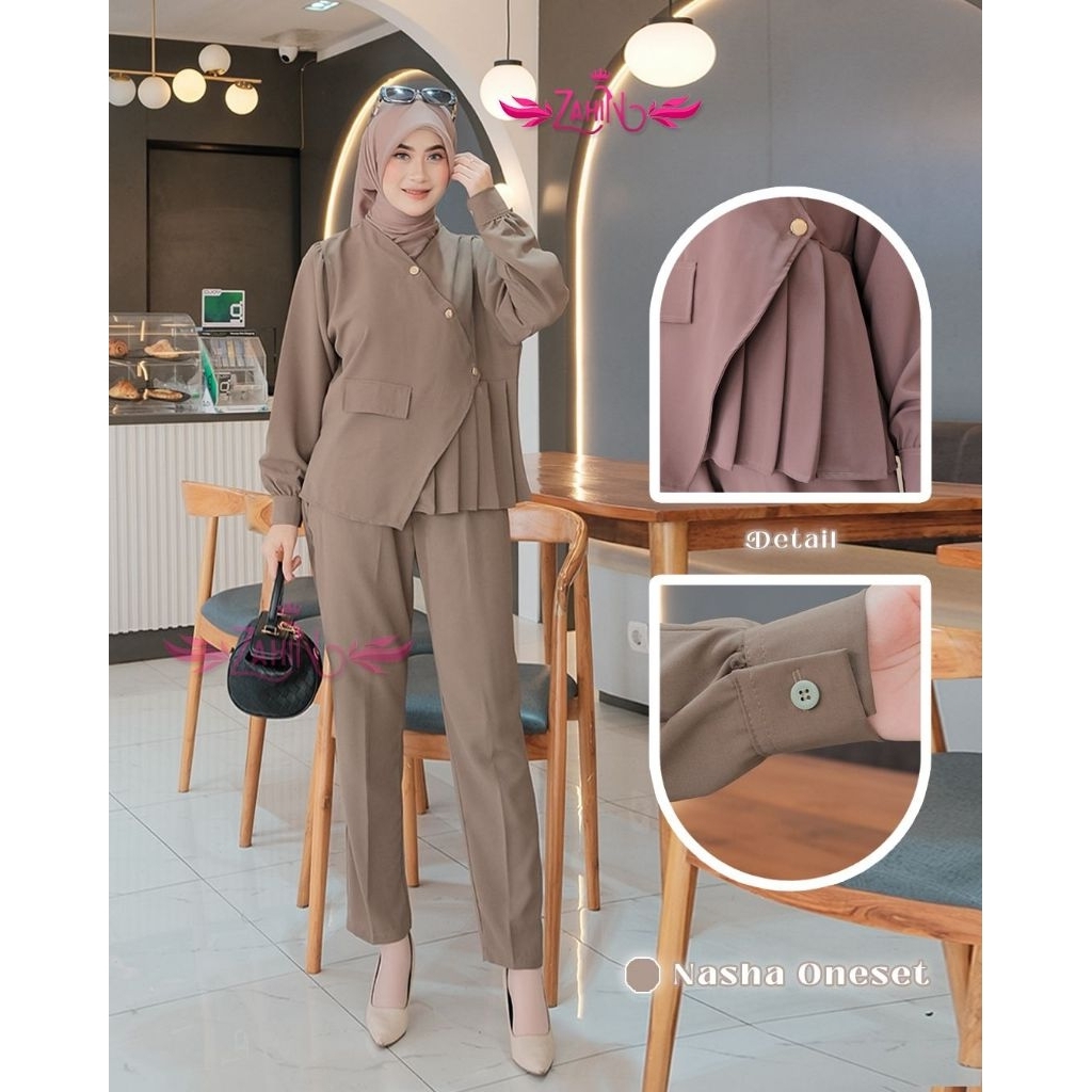nasha one set/ORI zahin/terbaru/setelan/simpel/mewah/elegan