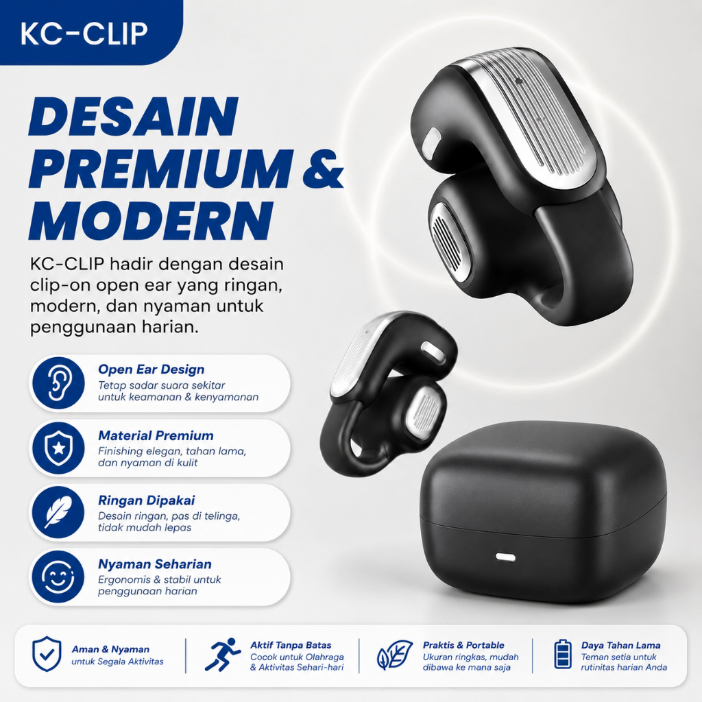 [COD]headset bluetooth tws bluetooth Headset Jepit Telinga Bluetooth TWS Open Ear open ear earphone