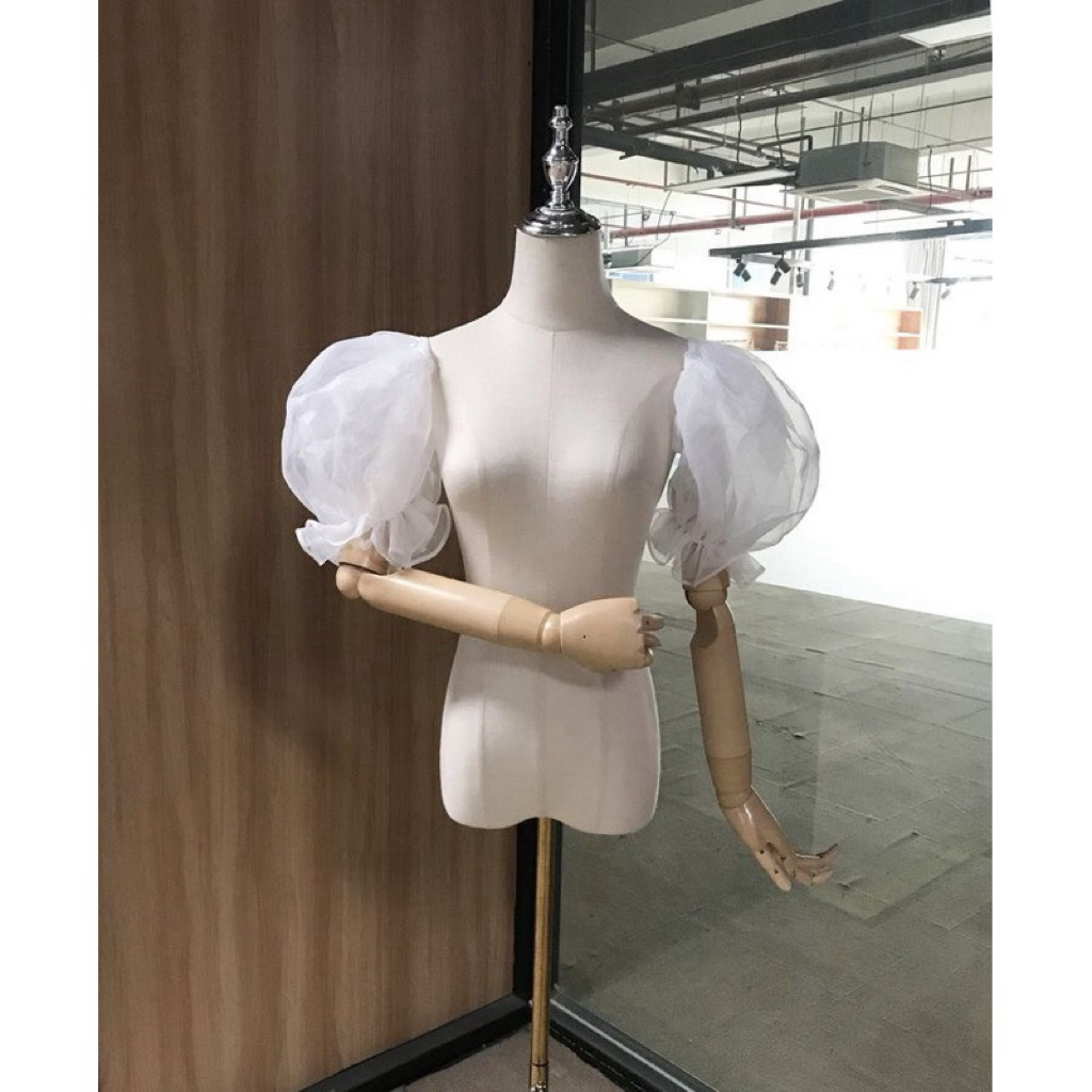 Detachable Sleeve Organza Pelengkap Busana Gaun Dress Wedding Lengan Lonceng Pendek