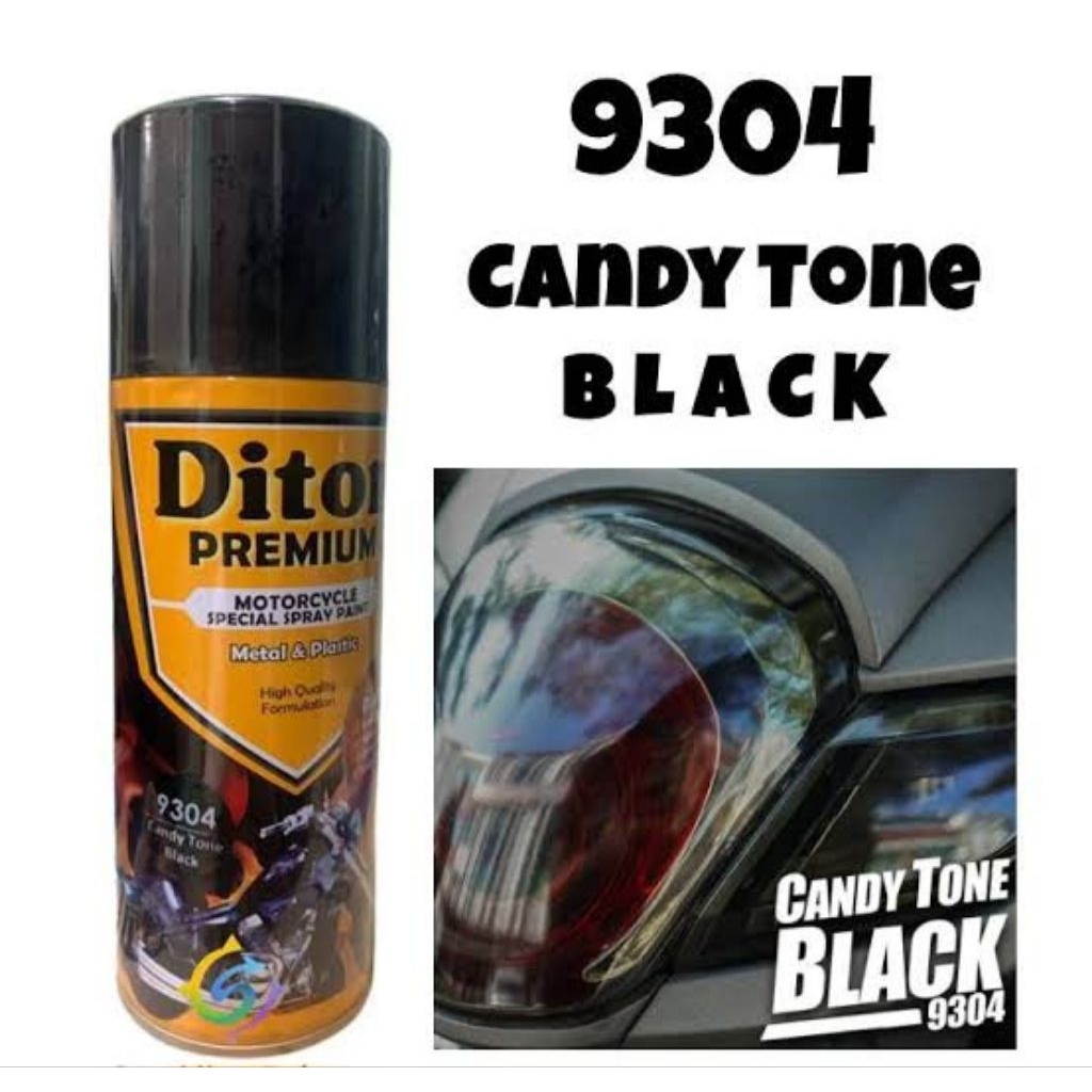 Pilok Hitam Candy tone Black 9304 Diton Premium Cat Semprot Sepeda Motor Mobil 400ml
