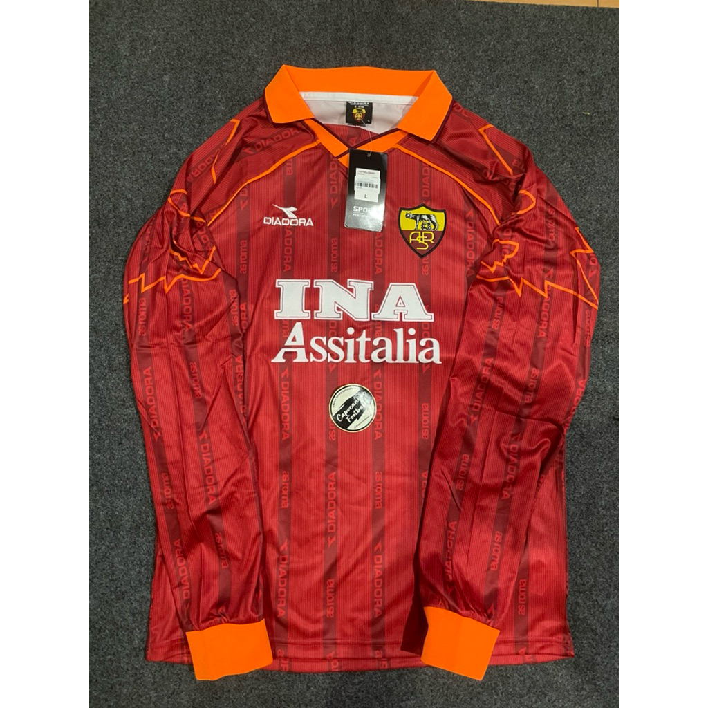 JERSEY AS ROMA RETRO 1999 2000 1997 99 00 97 98 1998 LS LONGSLEEVE PANJANG BLOKECORE HOME