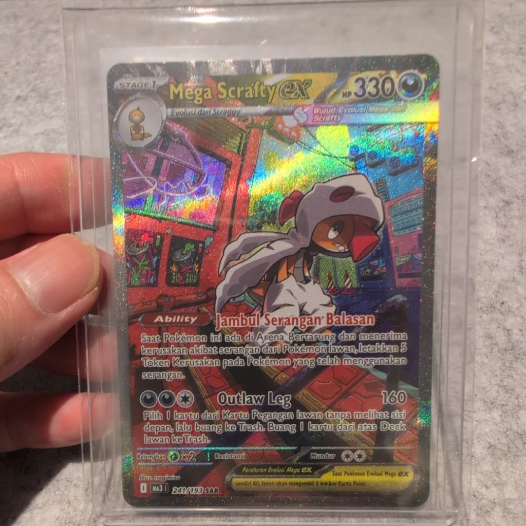 Dijual TCG Pokemon Mega Scrafty EX SAR Indo 241/193