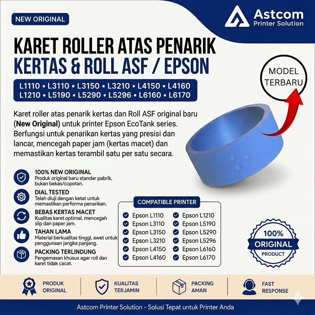 Karet Roller Atas Epson L1110 L3110 L3150 L3210 L5190 ASF Original New