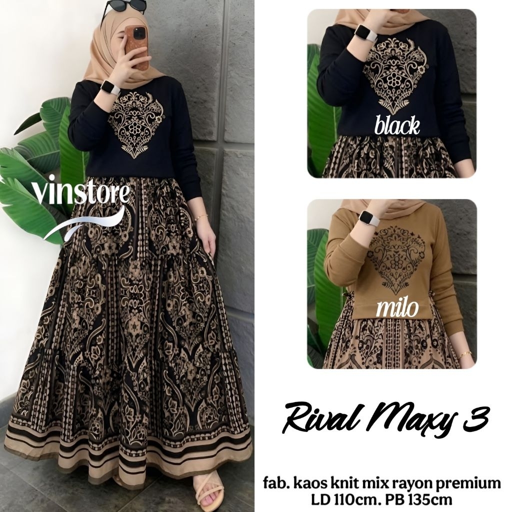 rival maxi korean style by vin dress knit motif kekinian gamis outer set dress crincle gamis crinkle