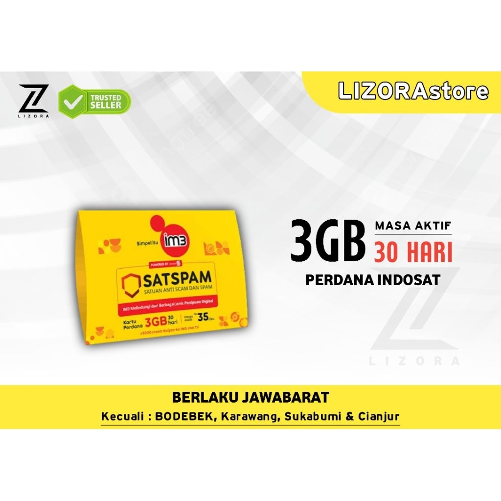 Perdana indosat 3GB Segel Berlaku JABAR / JATENG / JATIM / DIY / BALI NUSA