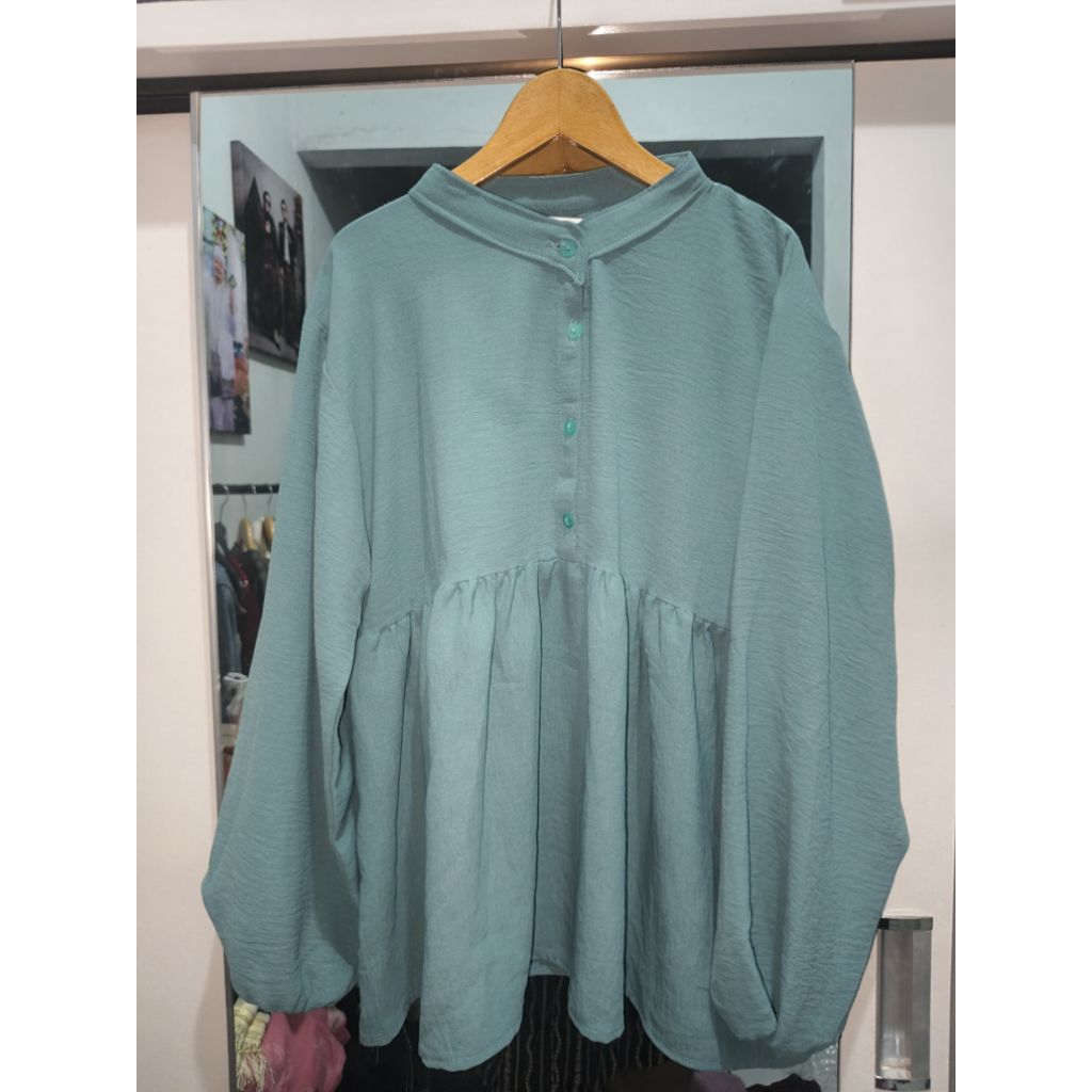 Blouse kemeja Polos & Leopard