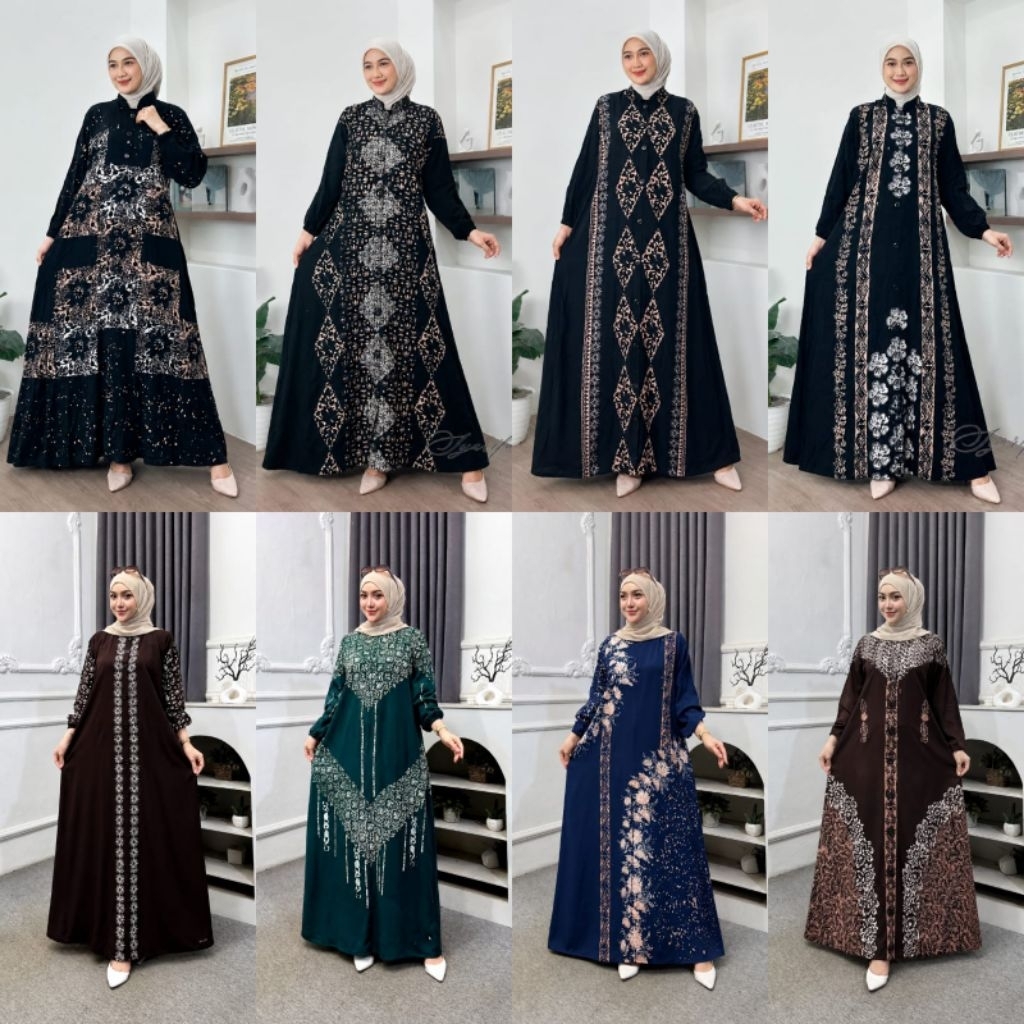 Gamis Twill Rayon Premium Model Kancing Terbaru Jumbo Syari Kekinian Batik Cap Gamis Twill Rayon Mot