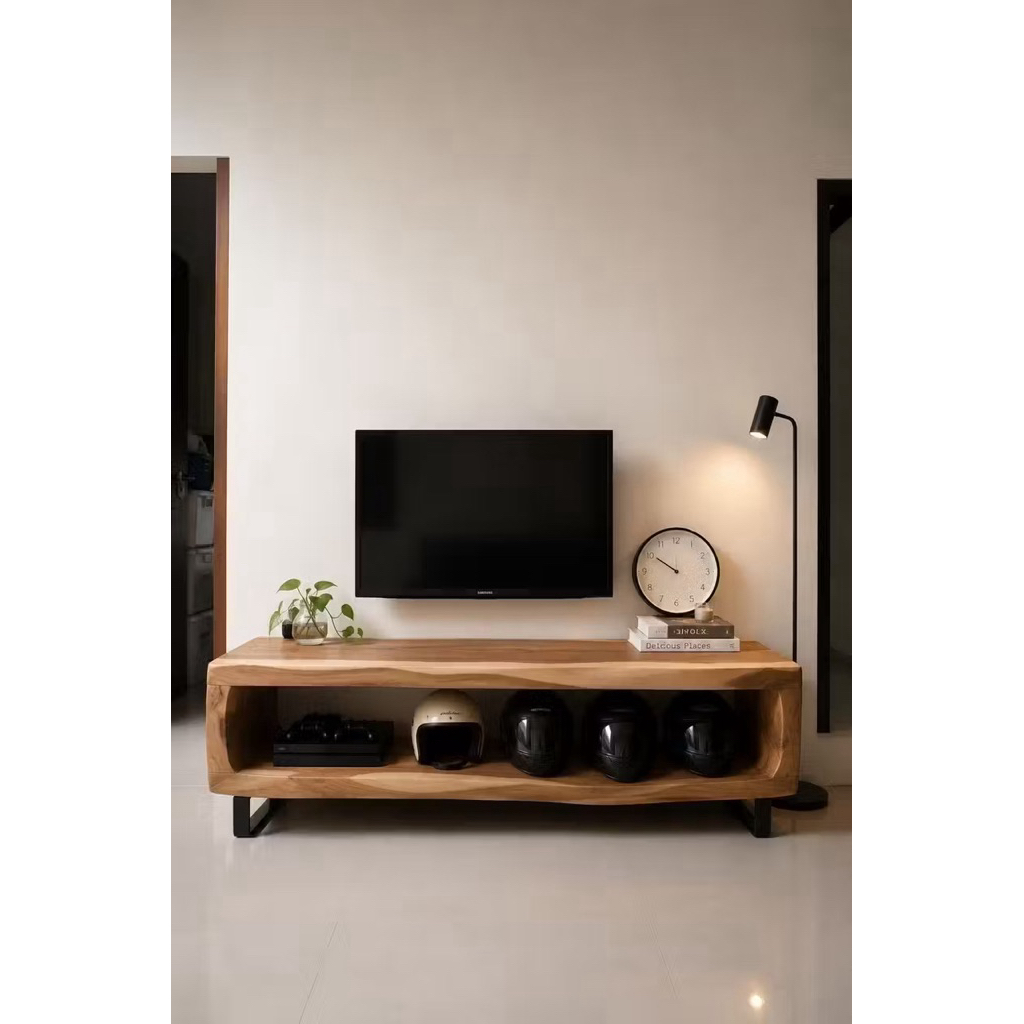 KABINET MEJA TV ALAMI KAYU TREMBESI SOLID FINISHING