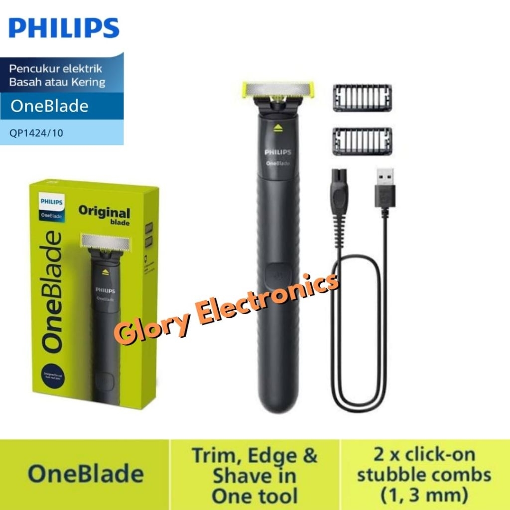 Alat Cukur Philips Oneblade QP1424/10 Pencukur Kumis Jenggot Philips