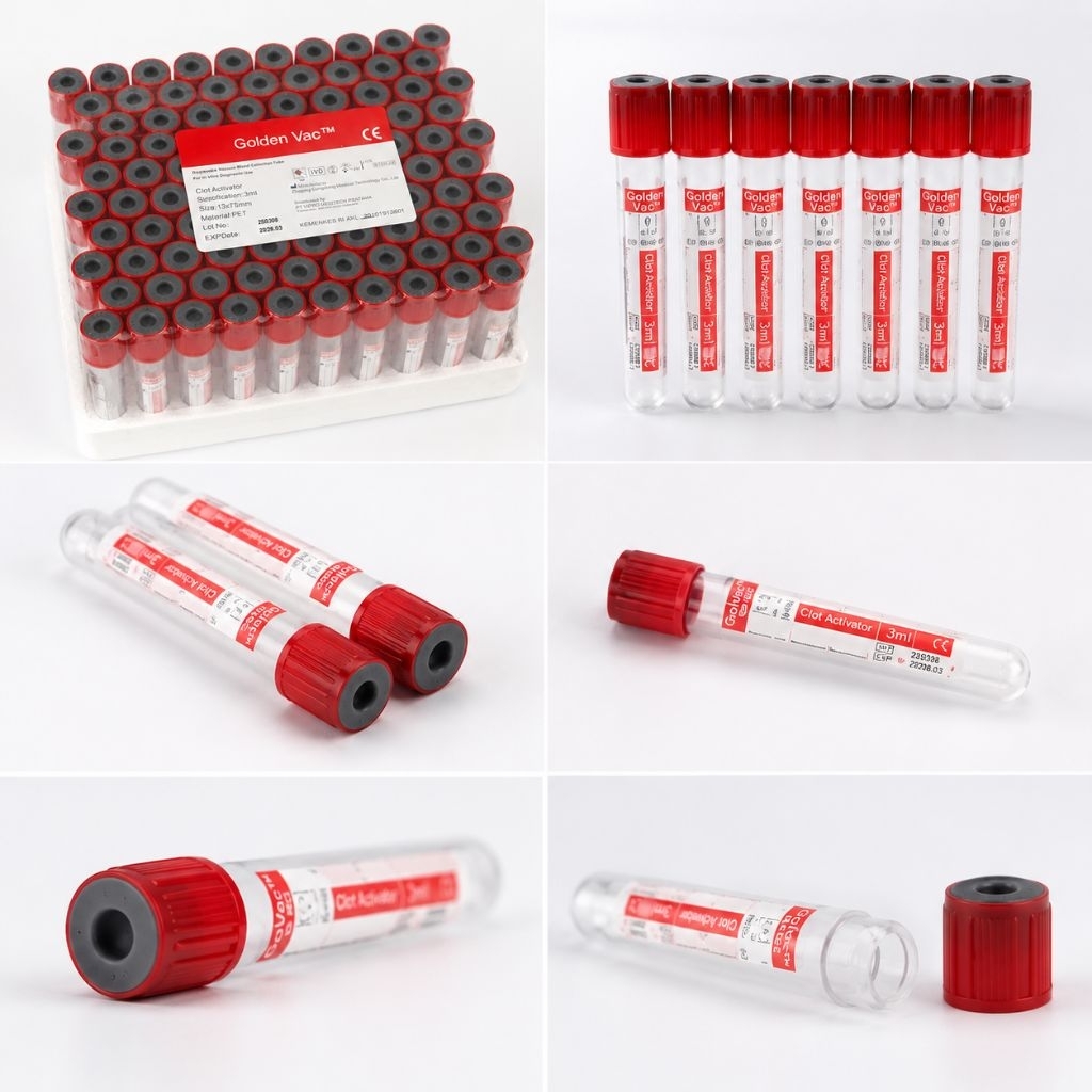 Tabung Sampel Merah Vacutainer Plain Clot Activator 3ml, Tabung tutup merah, Alat Lab Klinik Rumah S