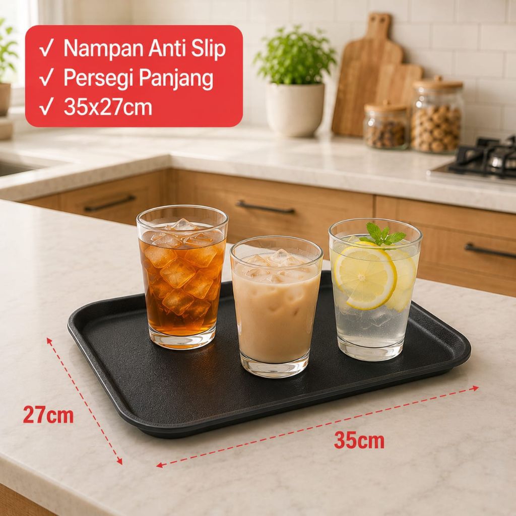 Nampan ANTI SLIP Persegi 35x27cm/ Tray Karet Anti Slip/ Baki Karet Anti Slip 1014