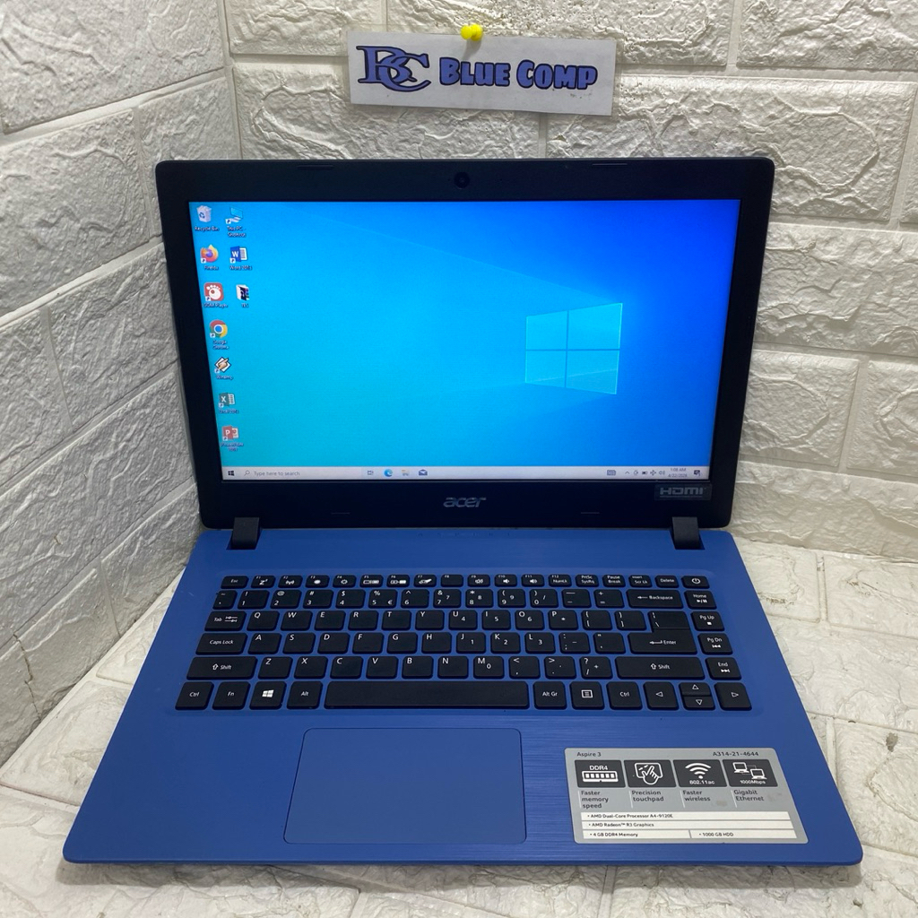 Laptop Slim Acer Aspire AMD A4 Ram 8 GB DDR4 SSD 128GB Laptop Slim Mulus Siap Pakai