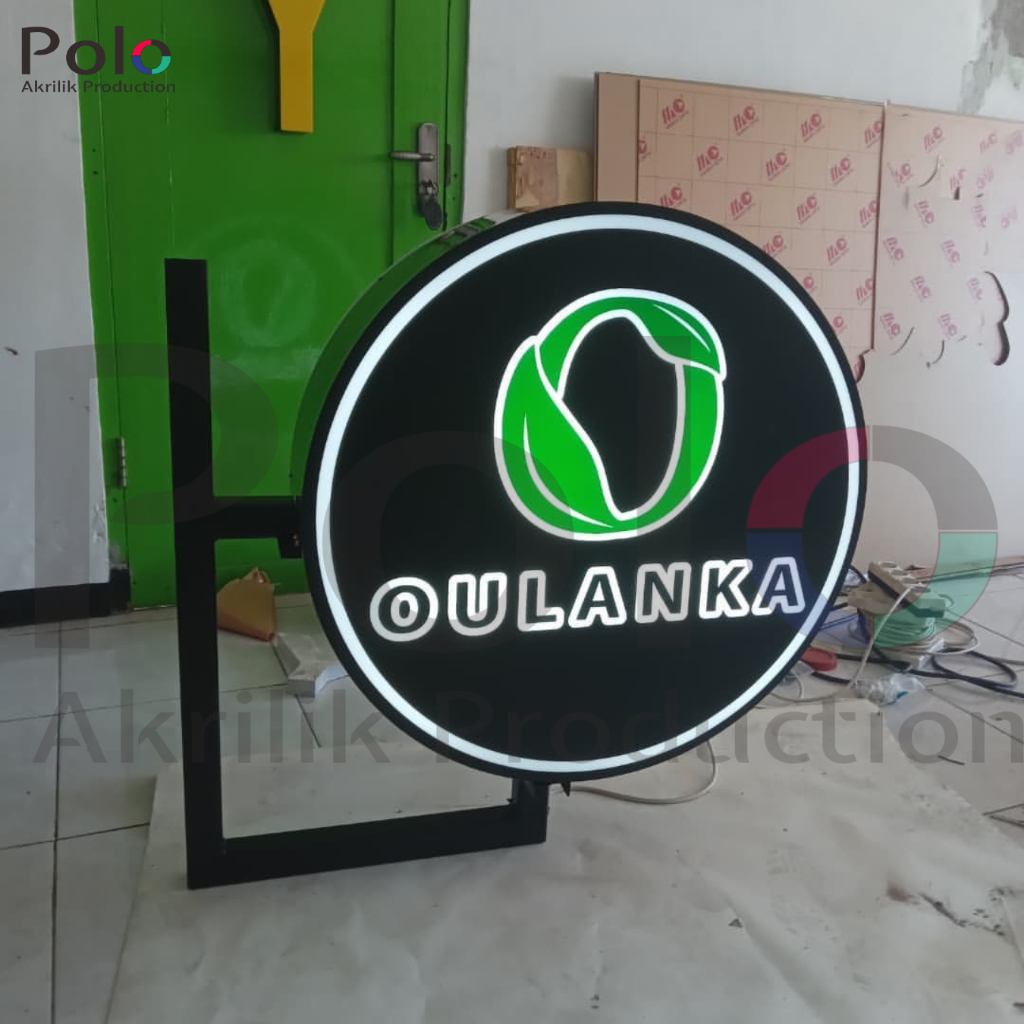 Neon Box Custom Bulat Kotak Oval 2 Sisi Indoor Outdoor + Bracket Besi