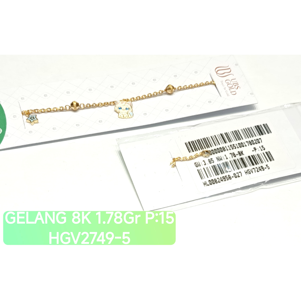 2749 GELANG RANTAI HOLLO ANAK KUCING PUTIH LUCU IMUT KADAR 375 8K
