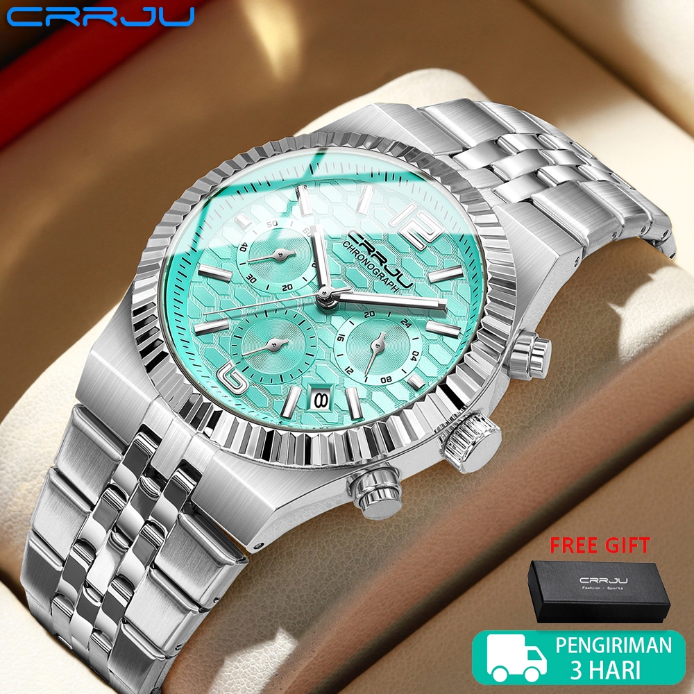 CRRJU 2296 Jam Tangan Pria Fashion Quartz Business Waterproof Casual Watch