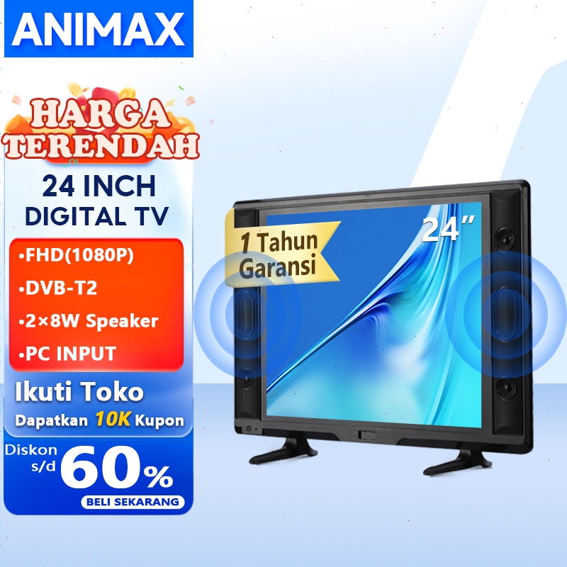 Animax Sakura TV LED Digital 24 Inch Televisi LED 22/24/25 Inch Digital TV FHD Garansi 1 Tahun