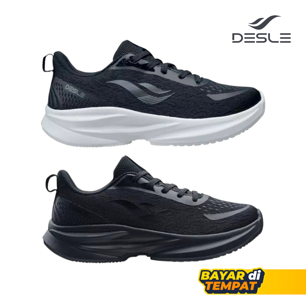 Sepatu Sekolah Olahraga Running Pria Wanita Hitam Putih DESLE 36-41