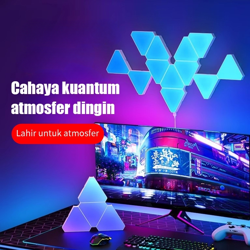 Lampu Gahaya Ambient Gaming Segitiga splicing 15pcs Led Remote Control Atmosfer panel lampu ganjil B