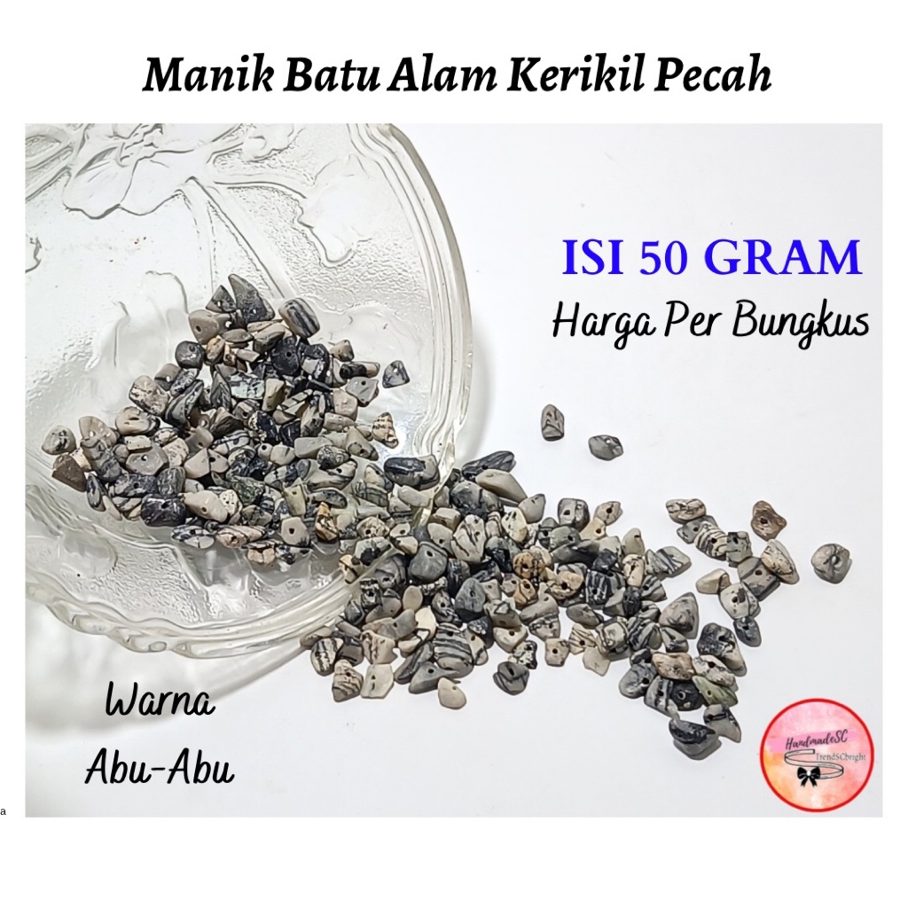 Manik Batu Alam Kerikil Pecah Mote Stone Beads Payet Bahan Aksesoris DIY Craft Isi 50 Gram Kualitas 
