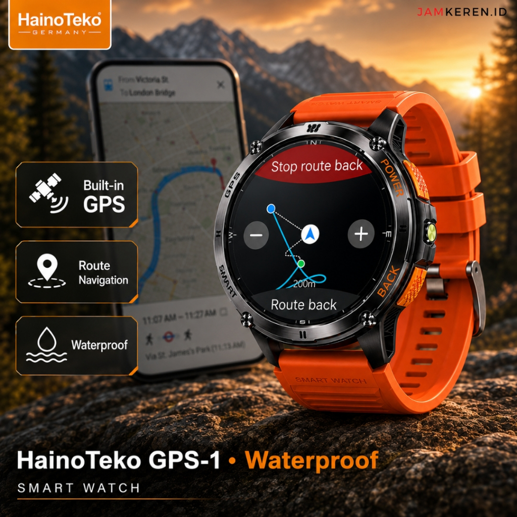 HainoTeko | Smartwatch | Jam Tangan Smartwatch Pria Wanita GPS-1 Amoled Display Anti Air Original