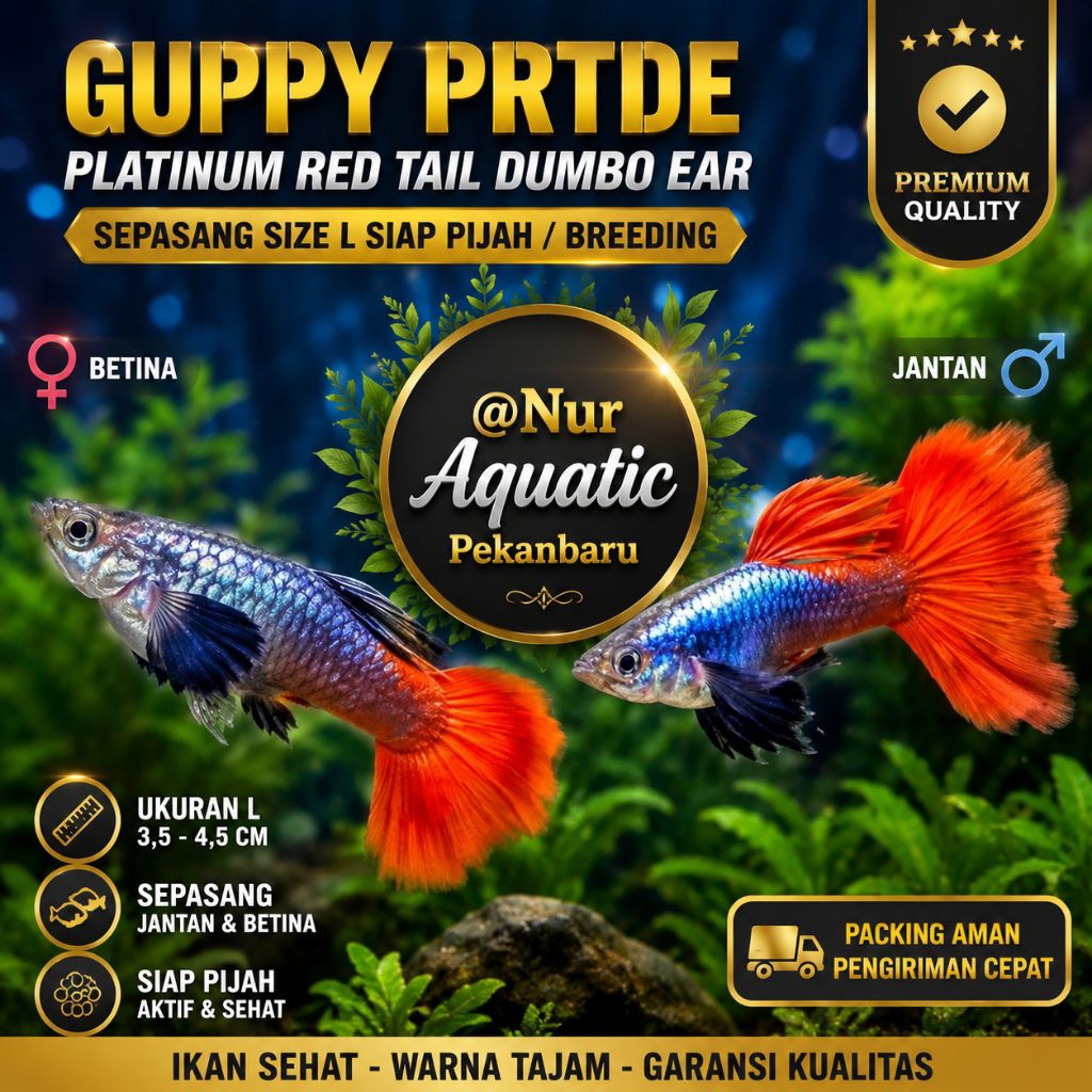 Ikan Guppy PRTDE sepasang Siap Pijah size L