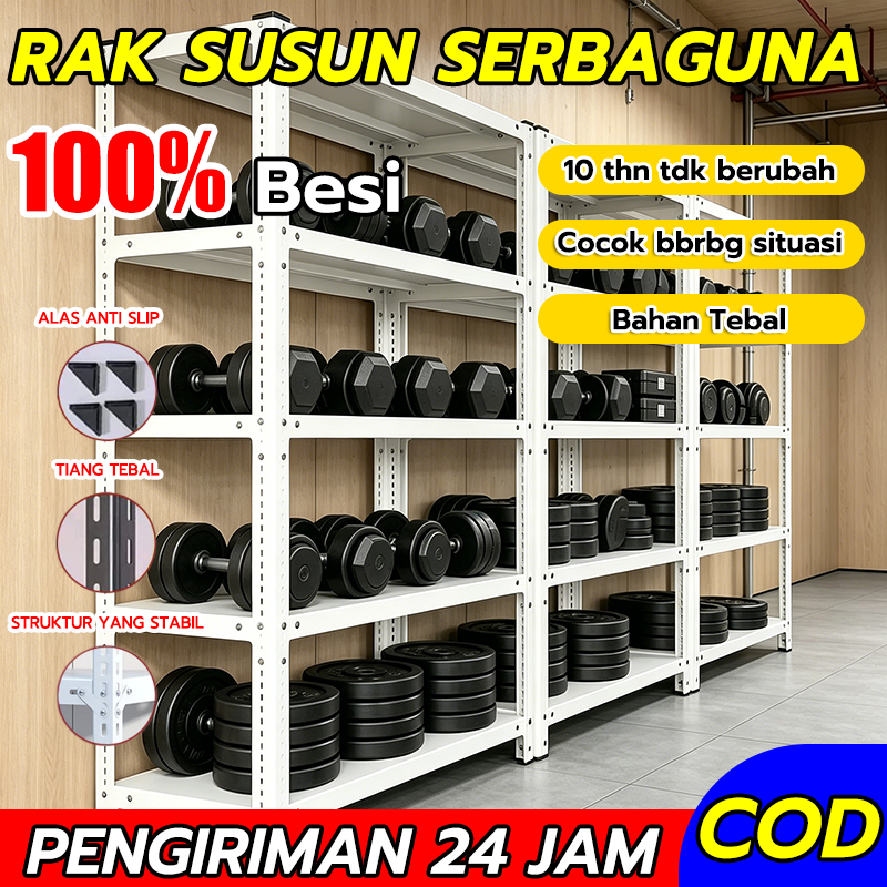 Rak Penyimpanan 100% Besi Besi siku lubang Rak Gudang Rak Supermarket Rak Aquarium Rak Dapur Rak sus