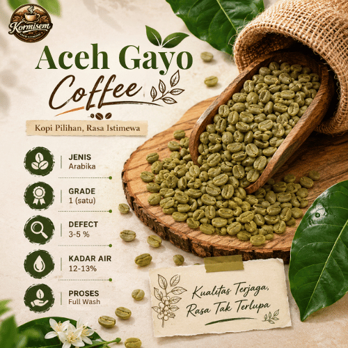 Green Bean biji kopi Arabika Aceh Gayo - Full Wash G1 | 1Kg / 1000 Gr