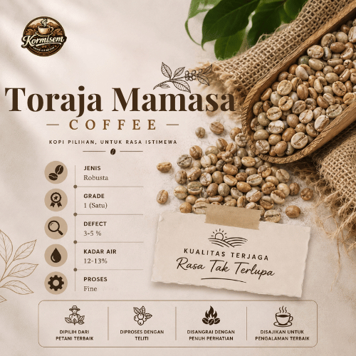 Green Bean biji kopi Robusta Toraja Mamasa - Fine | 1Kg / 1000 Gr