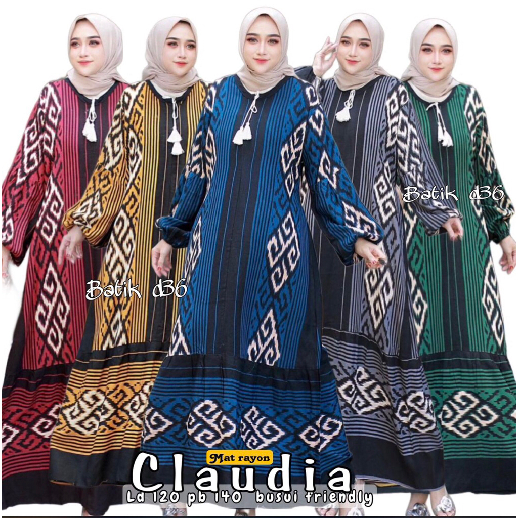 ALESHA BATIK ORI GAMIS RAYON PREMIUM CLAUDIA BUSUI FRIENDLY AKSEN TALI