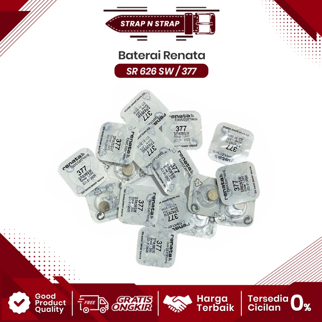 Renata Ori 377 SR626SW Baterai Jam Batrai Batrei Battery Batre Asli SR626 SW SR 626