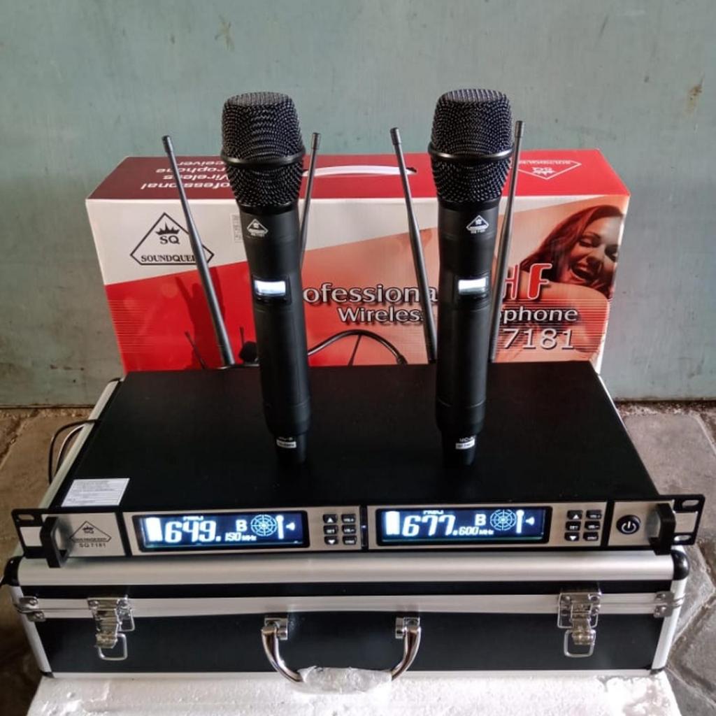 Mic Vocal Wireless 2 Handle + Koper Hardcase Soundqueen SQ 7181 SQ7181 ORIGINAL TERBAIK