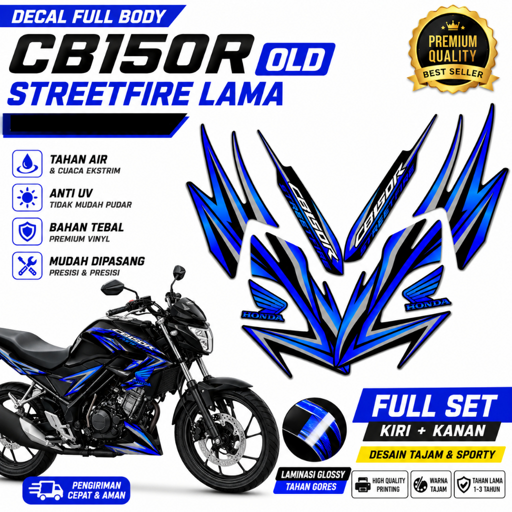 Decal CB150R Old Full Body Kit – Stiker Motor CB150R StreetFire Lama Racing Premium