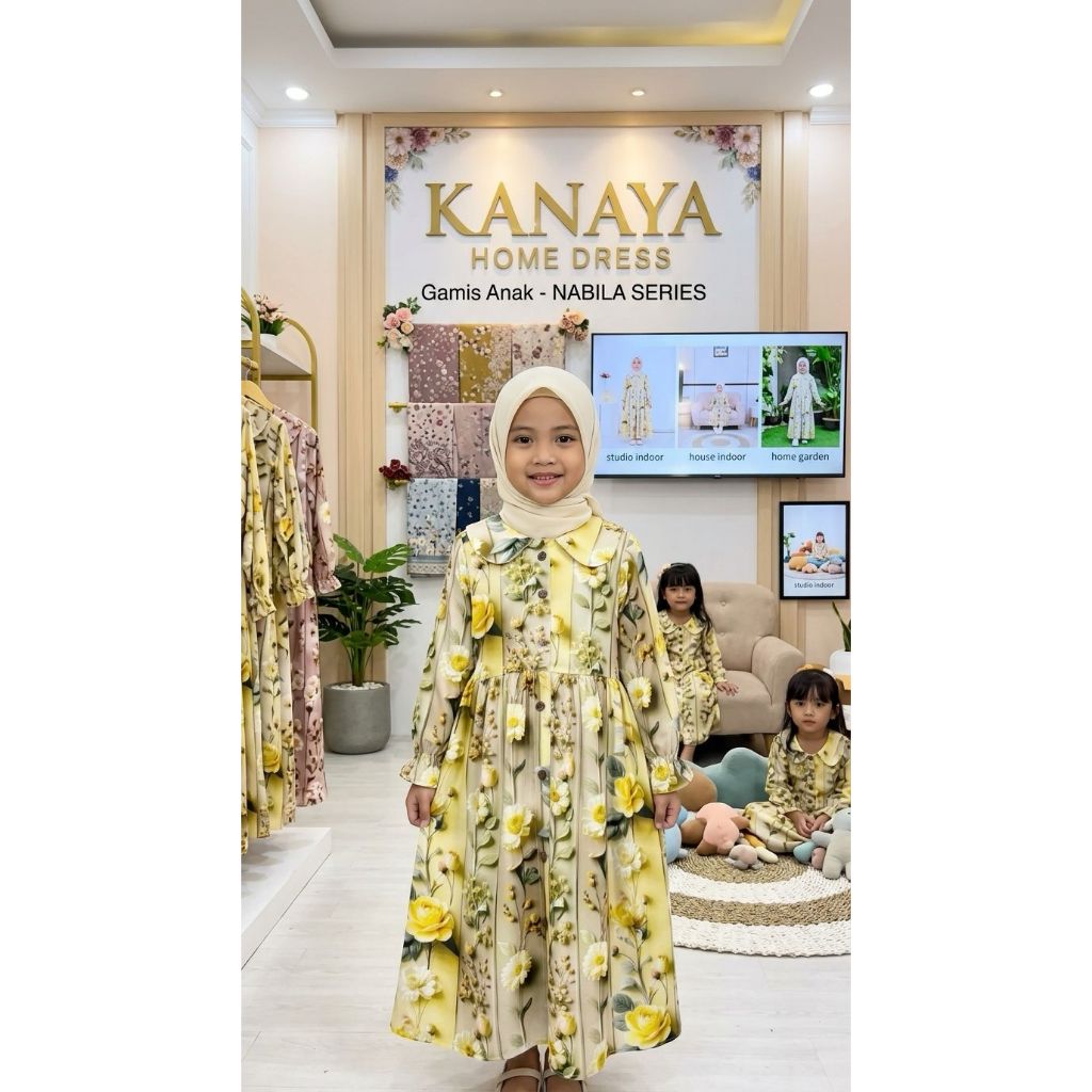 Gamis Anak Perempuan New Nabila Series Bahan Katun Rayon Premium Lembut dan Adem 3-12 Tahun