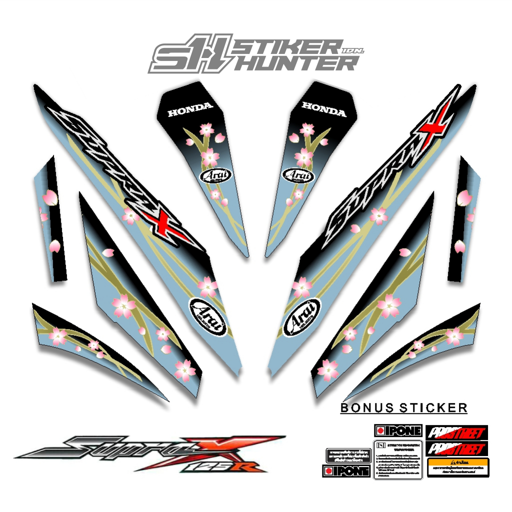 STRIPING STIKER DECAL SUPRA X 125 R 2007 - 2013 MTF SAKURA  / STIKERHUNTER / STRIPING MODIF