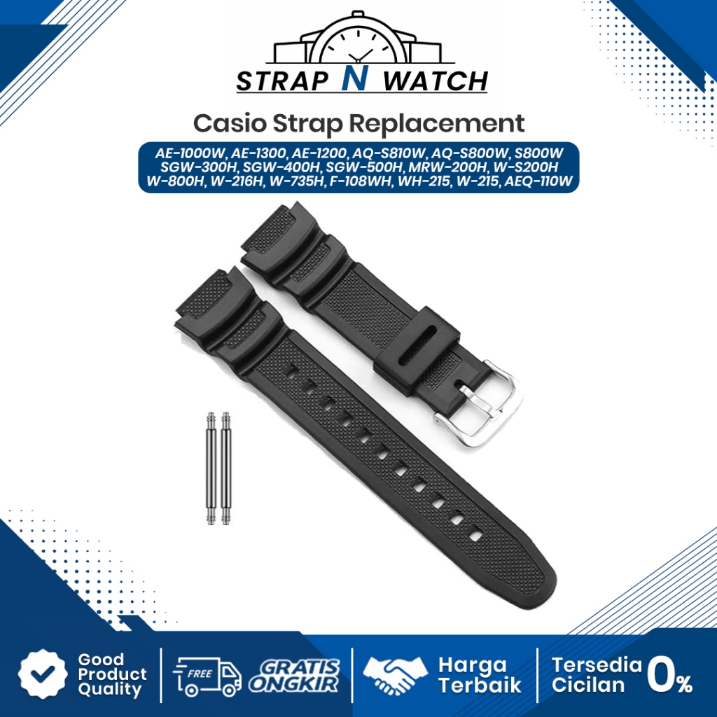 Rubber Strap Tali Karet Jam Tangan Casio AE-1000W AE1000 AE-1200 AE1200 AQ-S810W AQ-S800W S800W