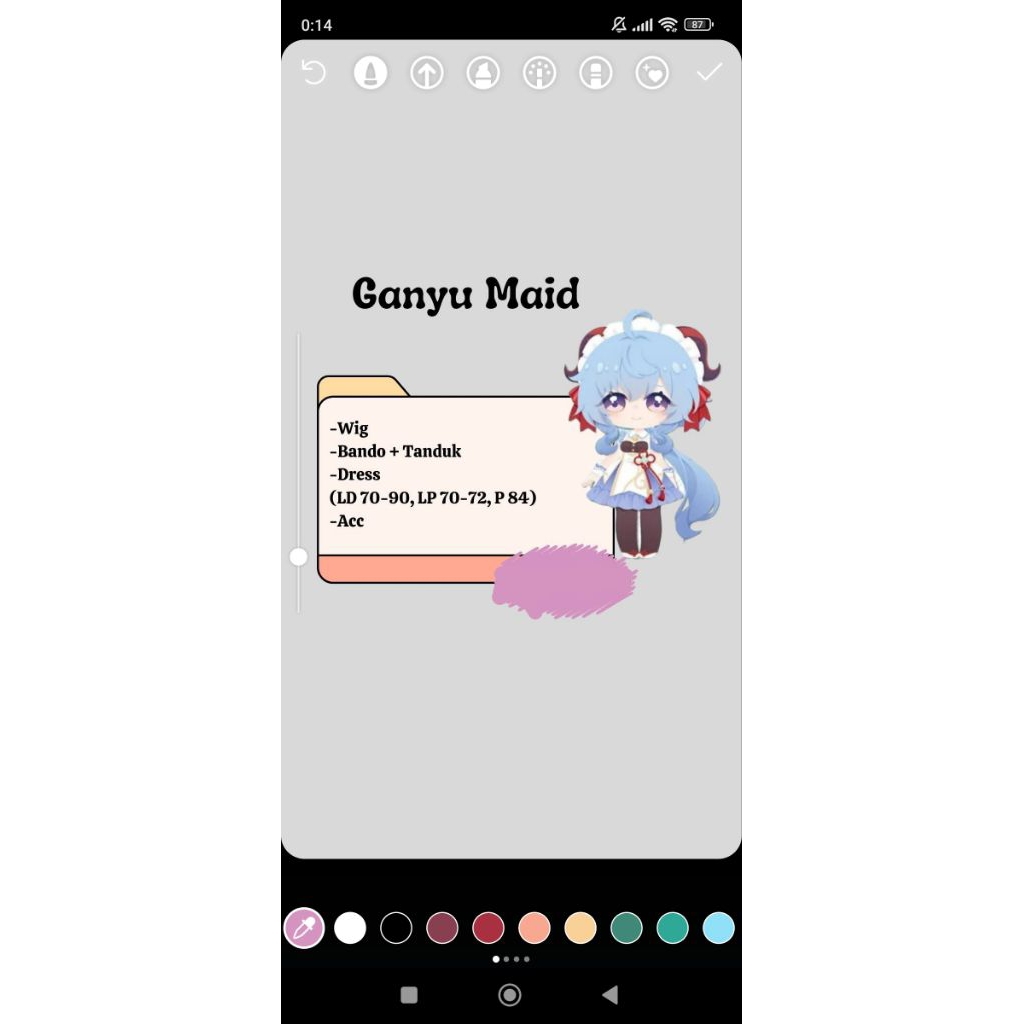 Ganyu maid fullset costume cosplay