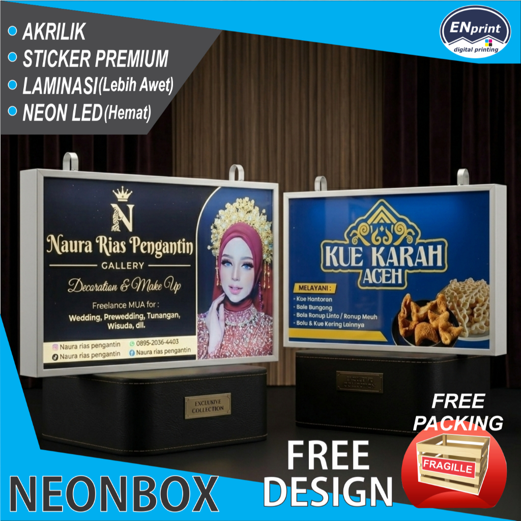 Neon Box Custom 2sisi ukuran 70x50,70x40,60x40 Akrilik, Backlite,. Bidan, Perawat, Dokter, Cafe, Tok