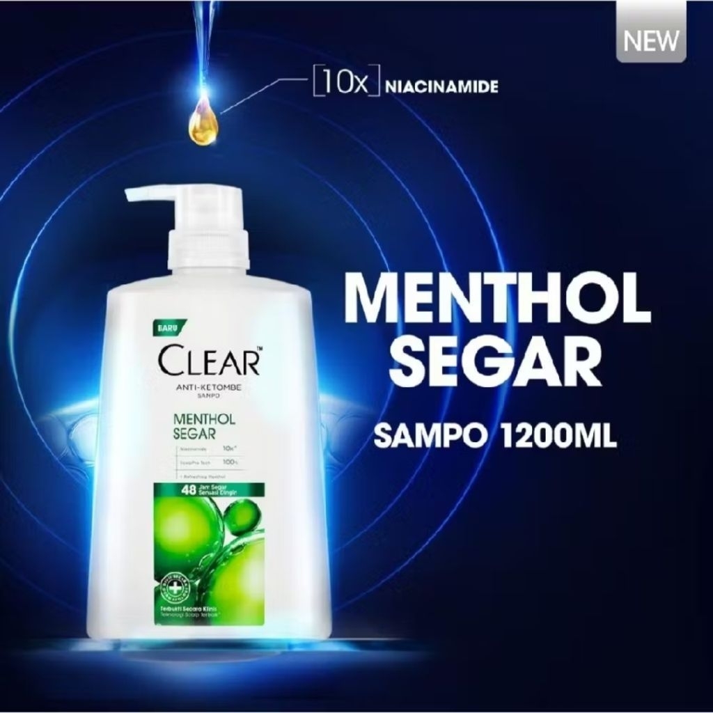 Clear Menthol Segar Shampoo Sampo 1200ml