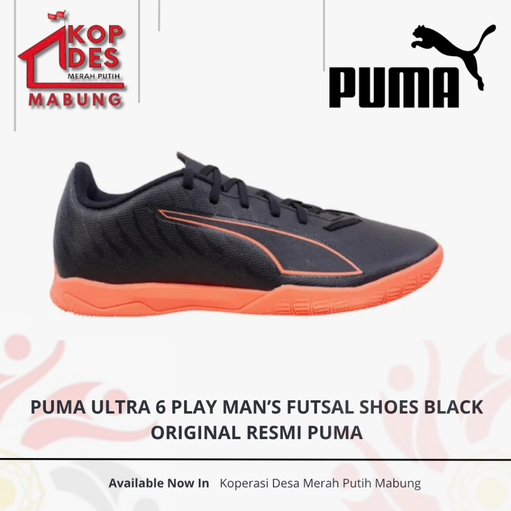 Sepatu Futsal Pria Puma Ultra 6 Play Man's Futsal Shoes Black - Original