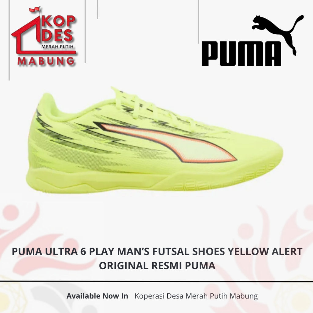 Sepatu Futsal Pria Puma Ultra 6 Play Man's Futsal Shoes Yellow Alert - Original