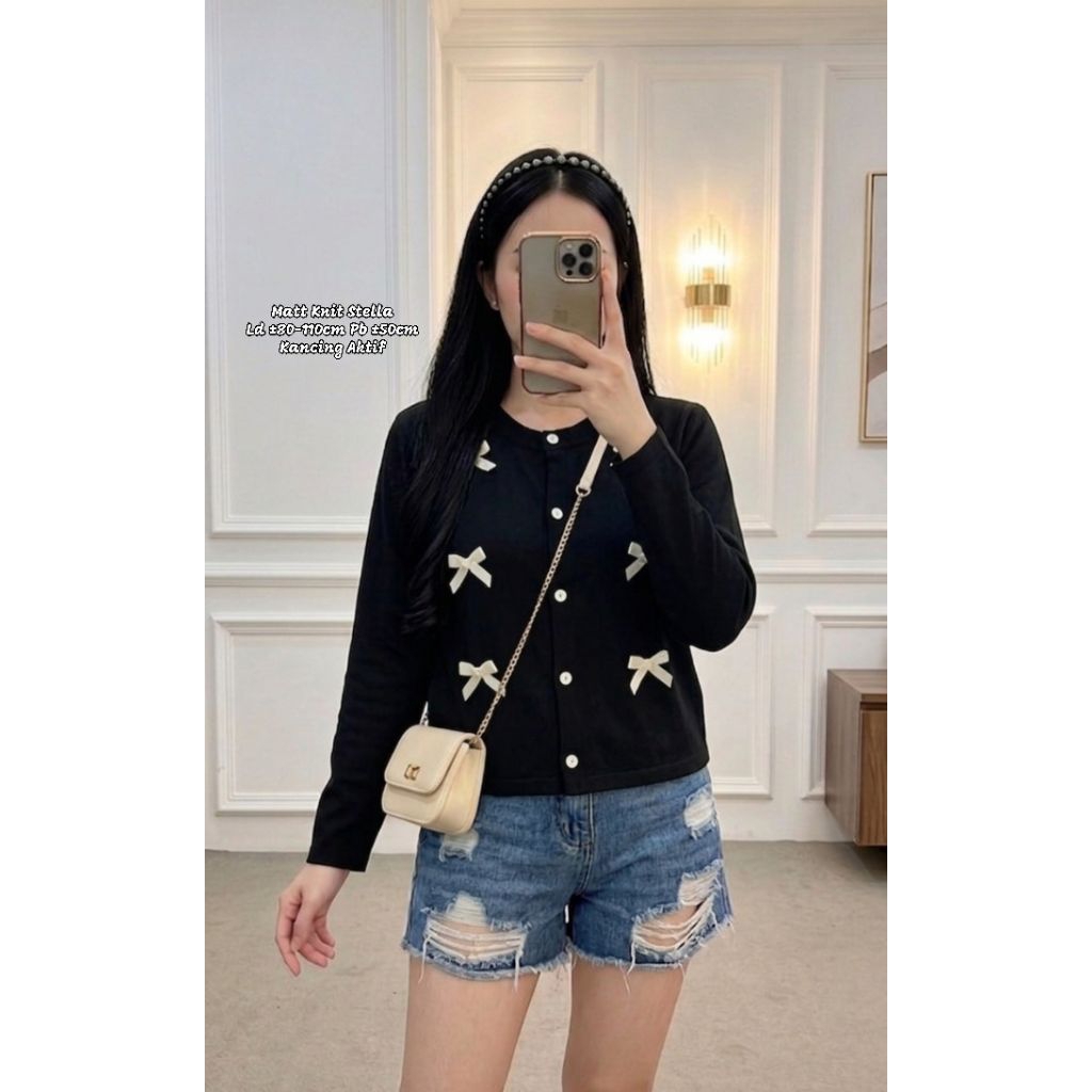 Atasan Kancing Busui / Cardigan Knit Wanita / Cardigan Pita Knit Busui