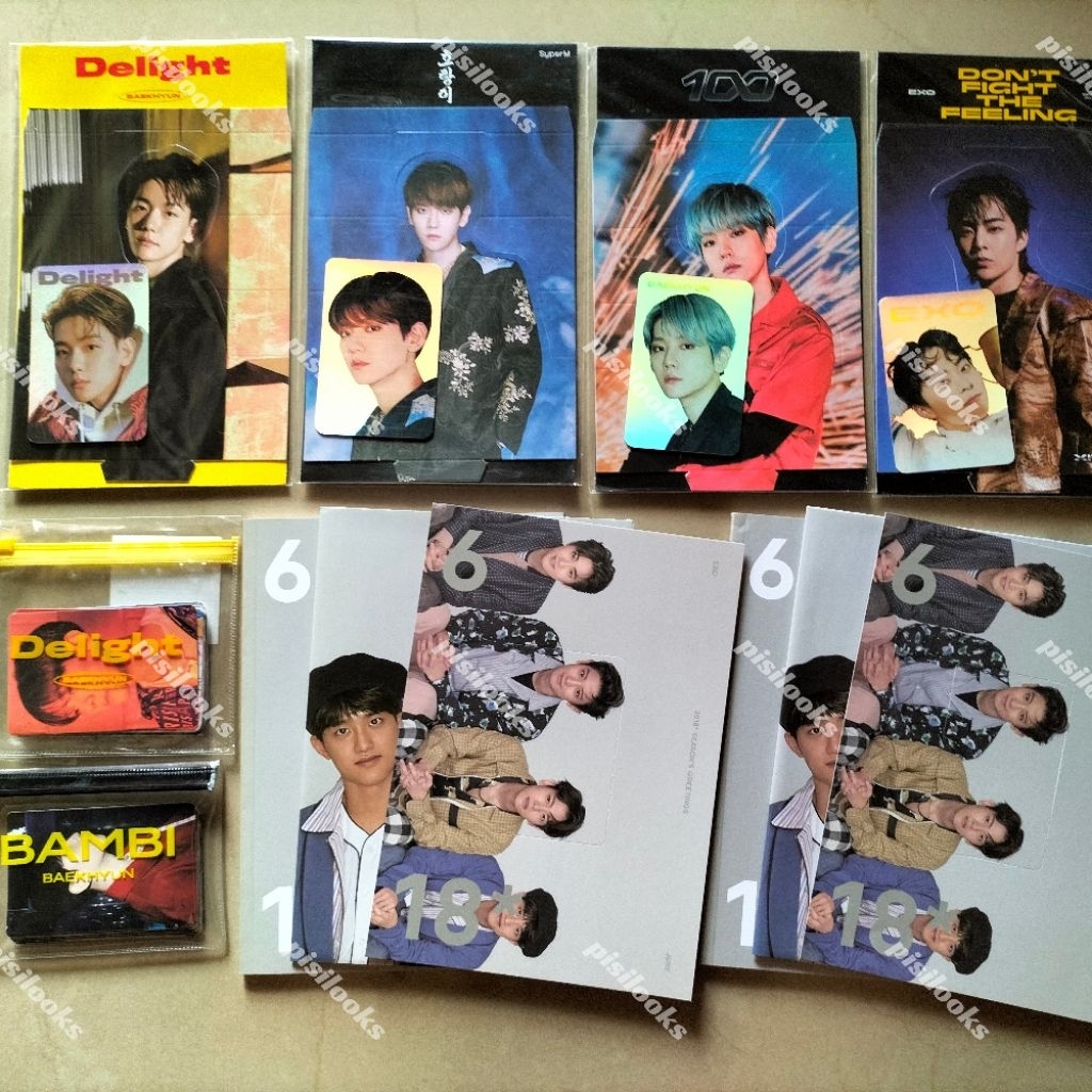 MERCH EXO FULLSET BAEKHYUN HOLOGRAM DELIGHT SUPERM TIGER INSIDE 100 STICKER PACK BAMBI XIUMIN DFTF C