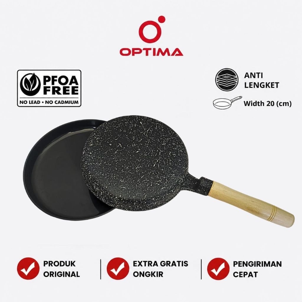 Optima Cookware Crepe Maker anti lengket teflon termasuk wadah adonan Wajan walik marble alat pembua