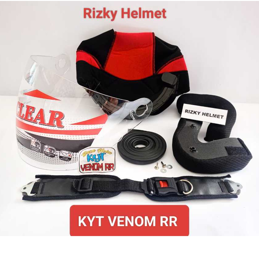 PAKET SPARREPART HELM KYT VENOM RR. Busa Helm KYT VENOM RR + Kaca Helm KYT VENOM RR + Tali Helm + Li