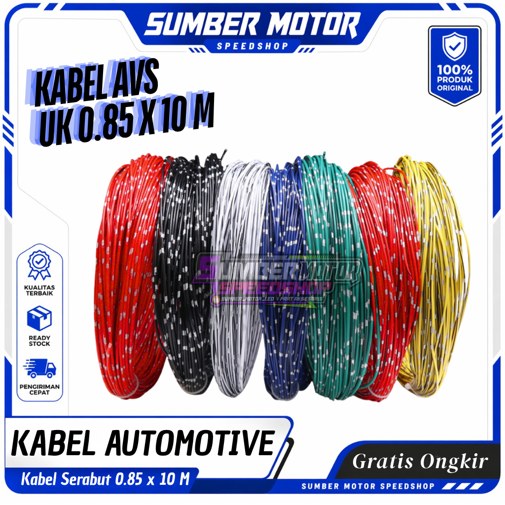 Kabel Bintik Automotive 0.85mm X 10Meter Kabel Bodi Motor Kabel Bodi Mobil Tipe Serabut